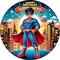Super-man Themed Edible Cake Topper Icing Image for 8 inch round cake or larger
